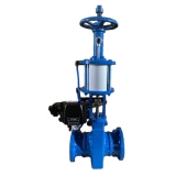 pinch valve with pneumatic actuator with handwheel